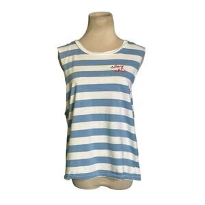 Fifth Sun white blue stripes tank too size Large